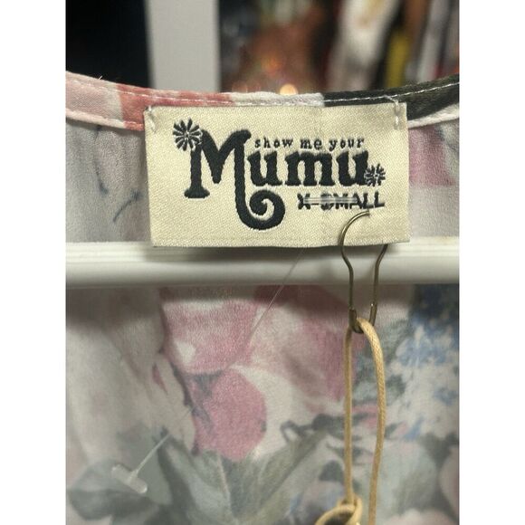 Show Me Your Mumu Cold Shoulder Oversized Tunic White Floral Women’s Size XS NWT - Picture 5 of 11